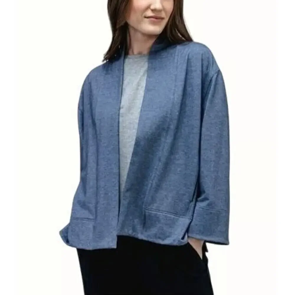 Ministry of Supply Women's Blue Fusion Terry Cardigan Size M